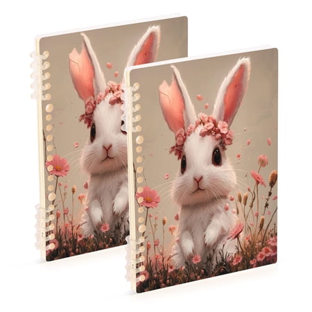 Notebook 8.3x5.7x0.4 Inch One Sizex1 Journey Note Diary Hardcover Notebook 60 Pages,80g Paper Writing Smooth and Not Easy to Break Flower Pink Cartoon Rabbit