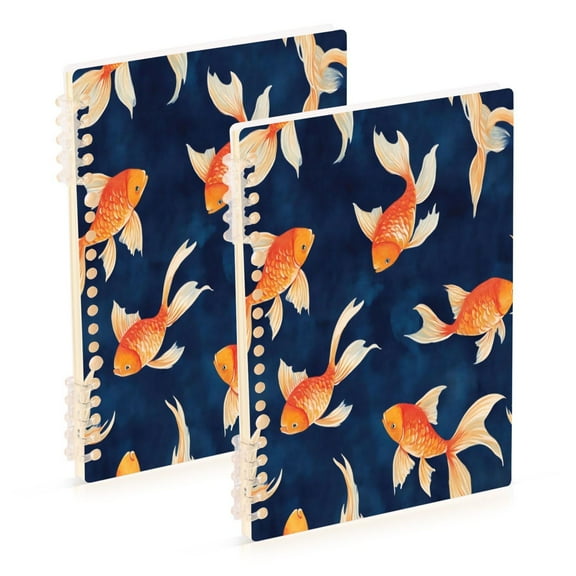 Notebook 8.3x5.7x0.4 Inch One Sizex1 Journey Note Diary Hardcover Notebook 60 Pages,80g Paper Writing Smooth and Not Easy to Break Goldfish with Blue Background