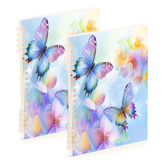 Notebook 8.3x5.7x0.4 Inch One Sizex1 Journey Note Diary Hardcover Notebook 60 Pages,80g Paper Writing Smooth and Not Easy to Break Light Blue Rainbow Butterfly