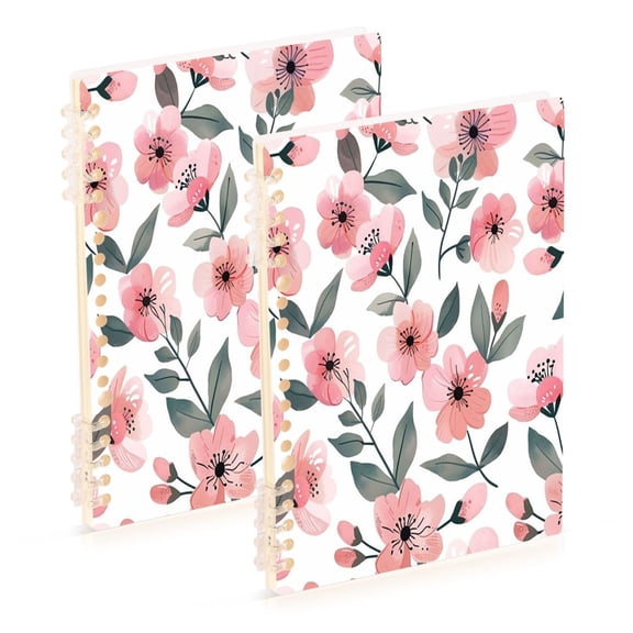 Notebook 8.3x5.7x0.4 Inch One Sizex1 Journey Note Diary Hardcover Notebook 60 Pages,80g Paper Writing Smooth and Not Easy to Break Light Pink Wild Flowers