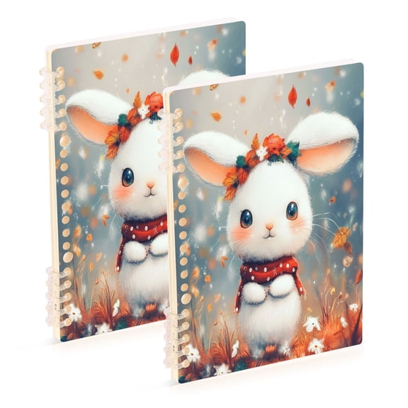 Notebook 8.3x5.7x0.4 Inch One Sizex1 Journey Note Diary Hardcover Notebook 60 Pages,80g Paper Writing Smooth and Not Easy to Break Little White Cartoon Rabbit