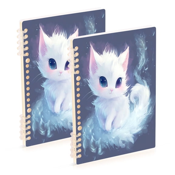 Notebook 8.3x5.7x0.4 Inch One Sizex1 Journey Note Diary Hardcover Notebook 60 Pages,80g Paper Writing Smooth and Not Easy to Break Lovely Cartoon White Cat