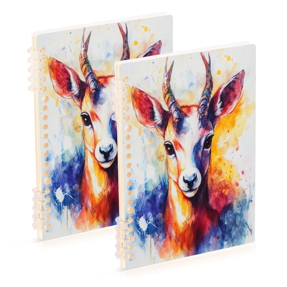 Notebook 8.3x5.7x0.4 Inch One Sizex1 Journey Note Diary Hardcover Notebook 60 Pages,80g Paper Writing Smooth and Not Easy to Break Orange Watercolor Deer
