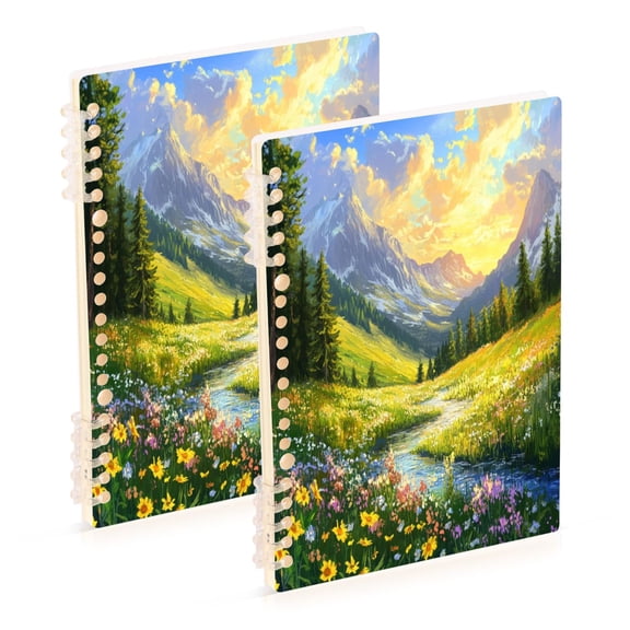Notebook 8.3x5.7x0.4 Inch One Sizex1 Journey Note Diary Hardcover Notebook 60 Pages,80g Paper Writing Smooth and Not Easy to Break Picturesque Summer Mountain