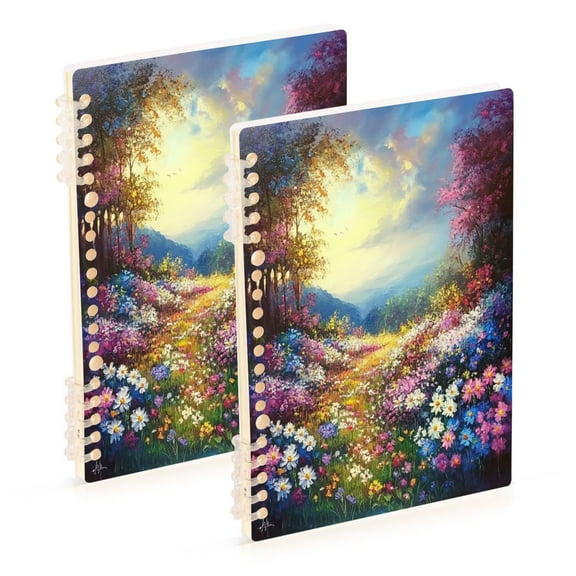 Notebook 8.3x5.7x0.4 Inch One Sizex1 Journey Note Diary Hardcover Notebook 60 Pages,80g Paper Writing Smooth and Not Easy to Break Pretty Flower World