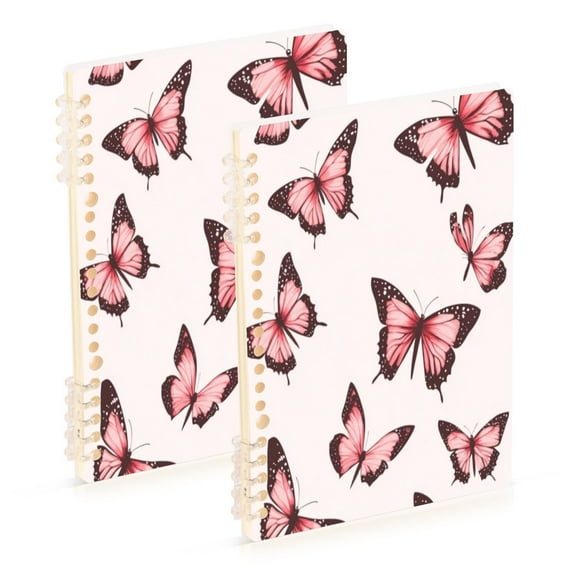 Notebook 8.3x5.7x0.4 Inch One Sizex1 Journey Note Diary Hardcover Notebook 60 Pages,80g Paper Writing Smooth and Not Easy to Break Pretty Pink Cute Butterfly