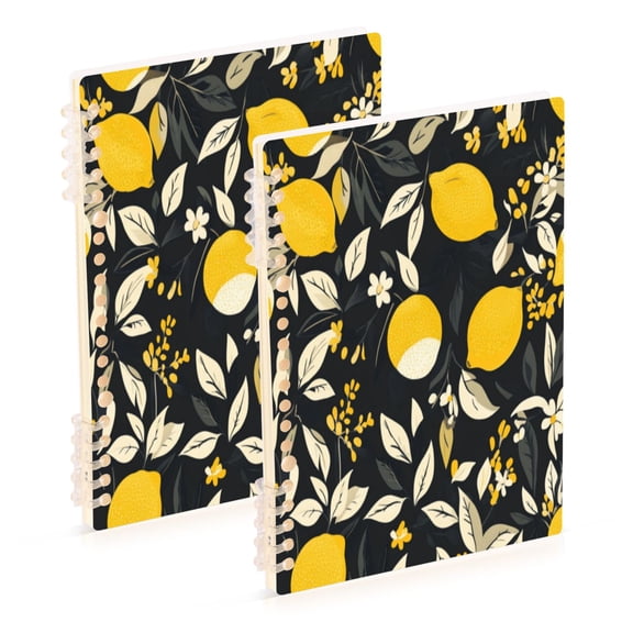 Notebook 8.3x5.7x0.4 Inch One Sizex1 Journey Note Diary Hardcover Notebook 60 Pages,80g Paper Writing Smooth and Not Easy to Break Pretty Yellow Lemon and Leaves