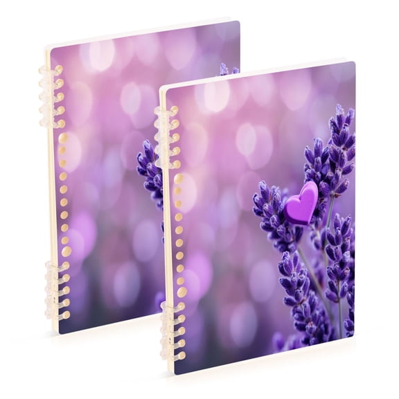 Notebook 8.3x5.7x0.4 Inch One Sizex1 Journey Note Diary Hardcover Notebook 60 Pages,80g Paper Writing Smooth and Not Easy to Break Purple Background Beautiful Love