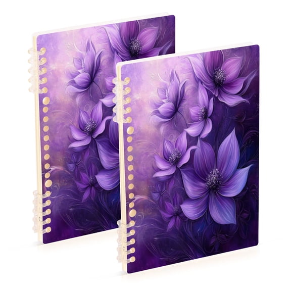 Notebook 8.3x5.7x0.4 Inch One Sizex1 Journey Note Diary Hardcover Notebook 60 Pages,80g Paper Writing Smooth and Not Easy to Break Purple Flower Picture