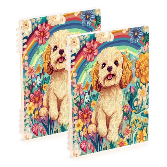 Notebook 8.3x5.7x0.4 Inch One Sizex1 Journey Note Diary Hardcover Notebook 60 Pages,80g Paper Writing Smooth and Not Easy to Break Rainbow Dog Pattern