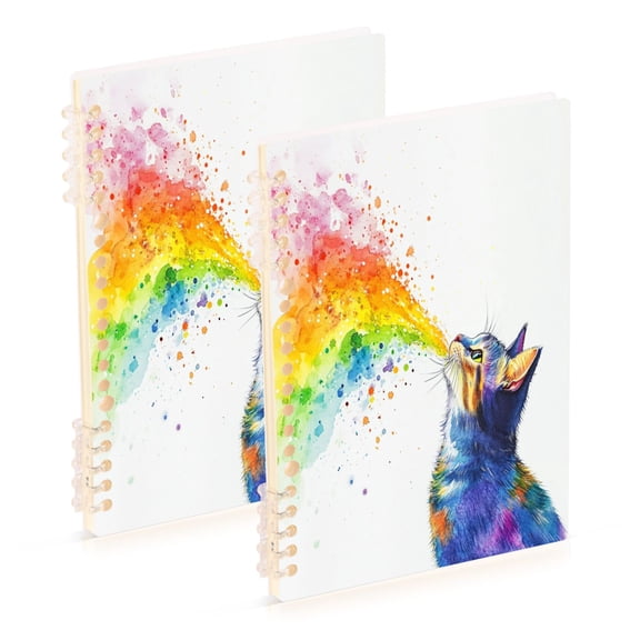Notebook 8.3x5.7x0.4 Inch One Sizex1 Journey Note Diary Hardcover Notebook 60 Pages,80g Paper Writing Smooth and Not Easy to Break Rainbow Pretty Kitten