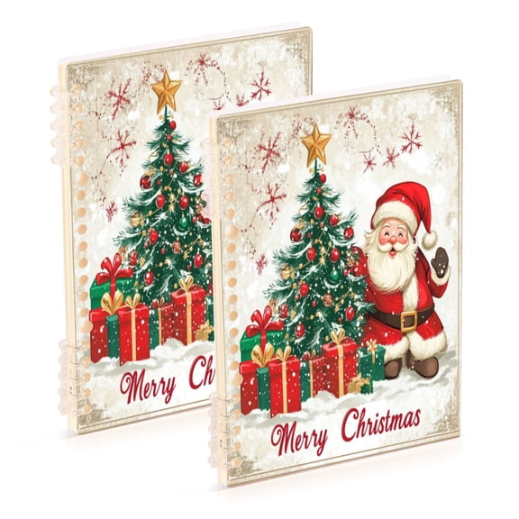 Notebook 8.3x5.7x0.4 Inch One Sizex1 Journey Note Diary Hardcover Notebook 60 Pages,80g Paper Writing Smooth and Not Easy to Break Smiling Santa Picture