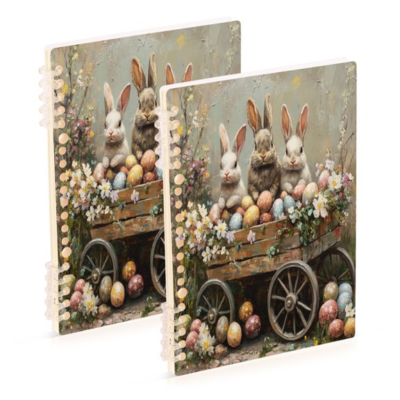 Notebook 8.3x5.7x0.4 Inch One Sizex1 Journey Note Diary Hardcover Notebook 60 Pages,80g Paper Writing Smooth and Not Easy to Break The Three Easter Rabbits