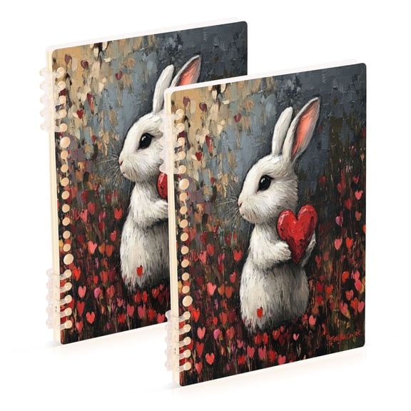 Notebook 8.3x5.7x0.4 Inch One Sizex1 Journey Note Diary Hardcover Notebook 60 Pages,80g Paper Writing Smooth and Not Easy to Break Valentine's Day Bunny