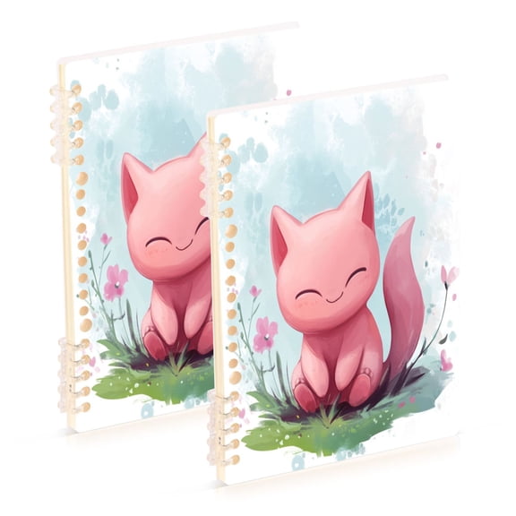 Notebook 8.3x5.7x0.4 Inch One Sizex1 Journey Note Diary Hardcover Notebook 60 Pages,80g Paper Writing Smooth and Not Easy to Break A Cartoon Pink Cat