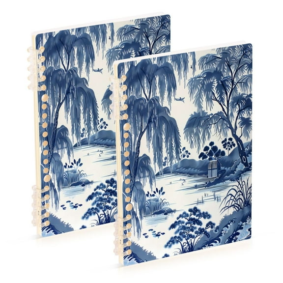 Notebook 8.3x5.7x0.4 Inch One Sizex1 Journey Note Diary Hardcover Notebook 60 Pages,80g Paper Writing Smooth and Not Easy to Break Blue Willow