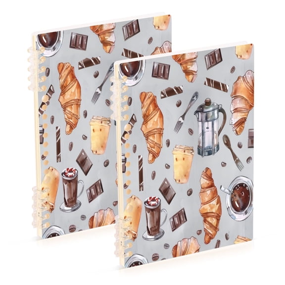 Notebook 8.3x5.7x0.4 Inch One Sizex1 Journey Note Diary Hardcover Notebook 60 Pages,80g Paper Writing Smooth and Not Easy to Break Cartoon Croissants