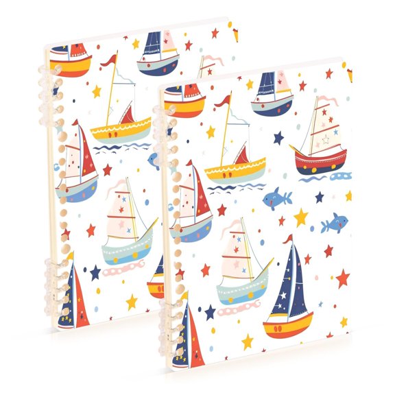 Notebook 8.3x5.7x0.4 Inch One Sizex1 Journey Note Diary Hardcover Notebook 60 Pages,80g Paper Writing Smooth and Not Easy to Break Cartoon Sailboat