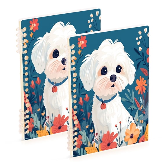 Notebook 8.3x5.7x0.4 Inch One Sizex1 Journey Note Diary Hardcover Notebook 60 Pages,80g Paper Writing Smooth and Not Easy to Break Cute White Dog