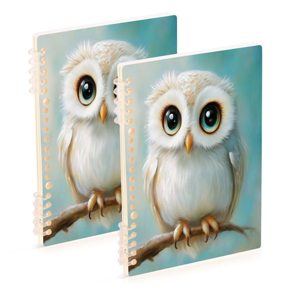 Notebook 8.3x5.7x0.4 Inch One Sizex1 Journey Note Diary Hardcover Notebook 60 Pages,80g Paper Writing Smooth and Not Easy to Break Lovely White Owl
