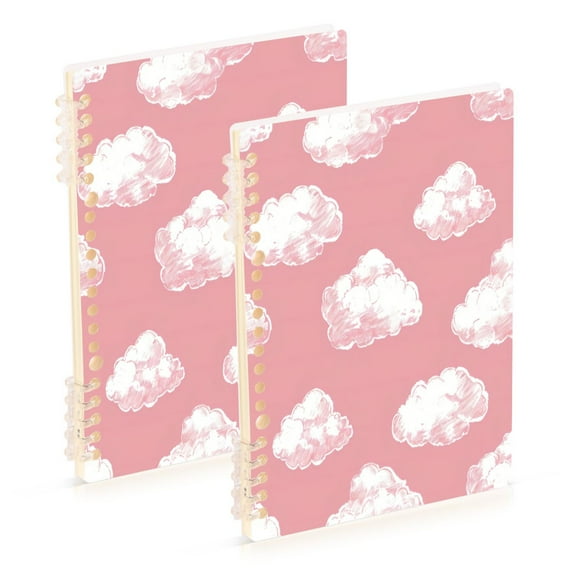 Notebook 8.3x5.7x0.4 Inch One Sizex1 Journey Note Diary Hardcover Notebook 60 Pages,80g Paper Writing Smooth and Not Easy to Break Pink White Cloud