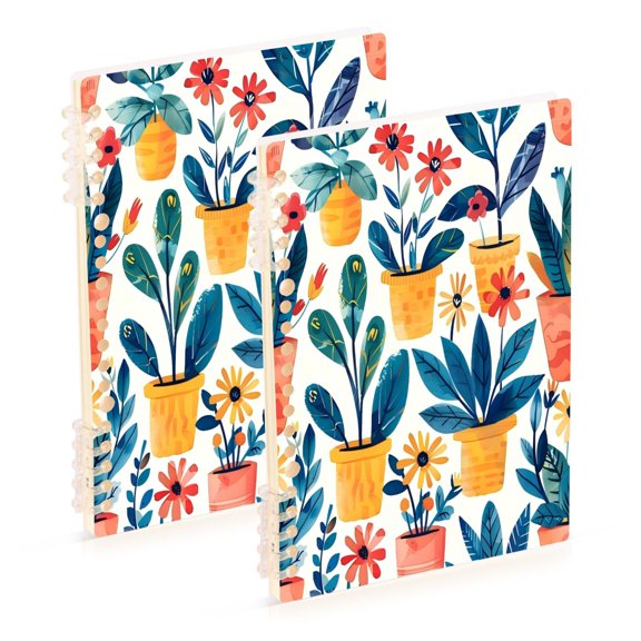 Notebook 8.3x5.7x0.4 Inch One Sizex1 Journey Note Diary Hardcover Notebook 60 Pages,80g Paper Writing Smooth and Not Easy to Break Potted Green Leaf