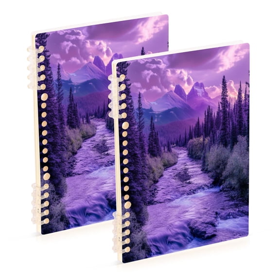Notebook 8.3x5.7x0.4 Inch One Sizex1 Journey Note Diary Hardcover Notebook 60 Pages,80g Paper Writing Smooth and Not Easy to Break Purple Forest