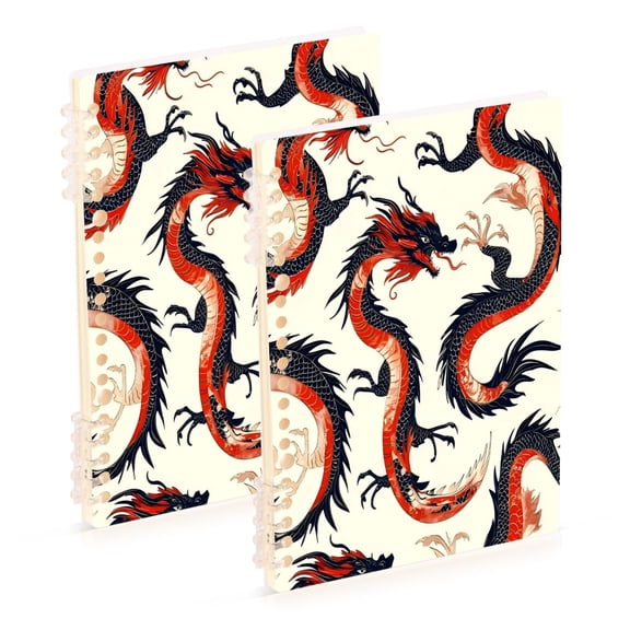 Notebook 8.3x5.7x0.4 Inch One Sizex1 Journey Note Diary Hardcover Notebook 60 Pages,80g Paper Writing Smooth and Not Easy to Break Red Dragon