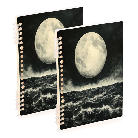 Notebook 8.3x5.7x0.4 Inch One Sizex1 Journey Note Diary Hardcover Notebook 60 Pages,80g Paper Writing Smooth and Not Easy to Break Sea Moon Pattern
