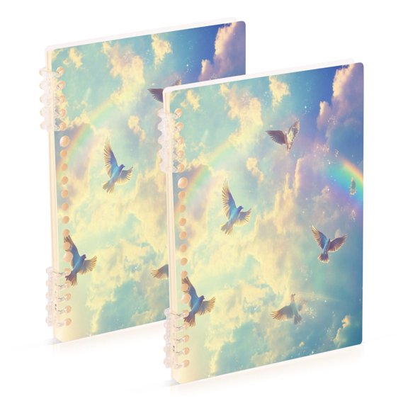 Notebook 8.3x5.7x0.4 Inch One Sizex1 Journey Note Diary Hardcover Notebook 60 Pages,80g Paper Writing Smooth and Not Easy to Break Sky Rainbow Pigeon