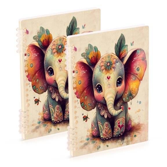 Notebook 8.3x5.7x0.4 Inch One Sizex1 Journey Note Diary Hardcover Notebook 60 Pages,80g Paper Writing Smooth and Not Easy to Break Smiling Elephant