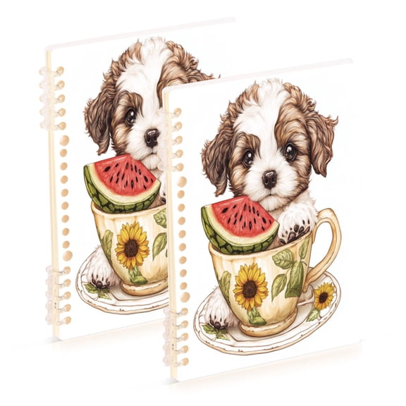 Notebook 8.3x5.7x0.4 Inch One Sizex1 Journey Note Diary Hardcover Notebook 60 Pages,80g Paper Writing Smooth and Not Easy to Break Teacup Puppy