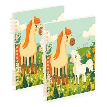Notebook 8.3x5.7x0.4 Inch One Sizex1 Journey Note Diary Hardcover Notebook 60 Pages,80g Paper Writing Smooth and Not Easy to Break White Tailed Horse
