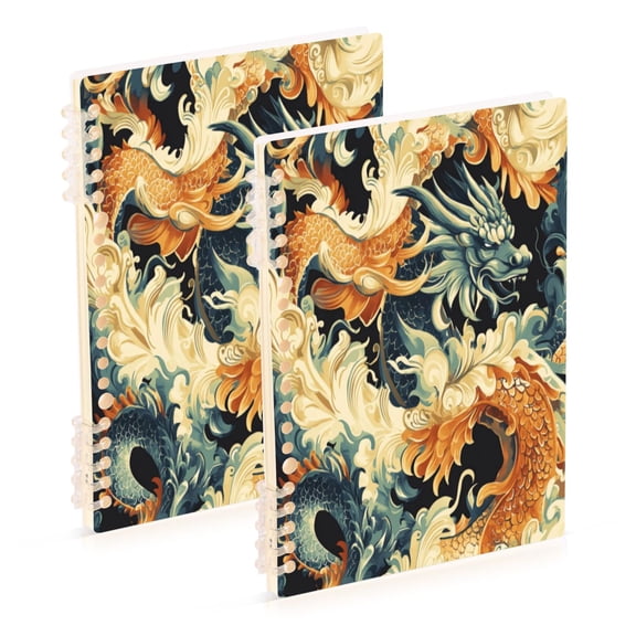 Notebook 8.3x5.7x0.4 Inch One Sizex1 Journey Note Diary Hardcover Notebook 60 Pages,80g Paper Writing Smooth and Not Easy to Break Yellow Dragon