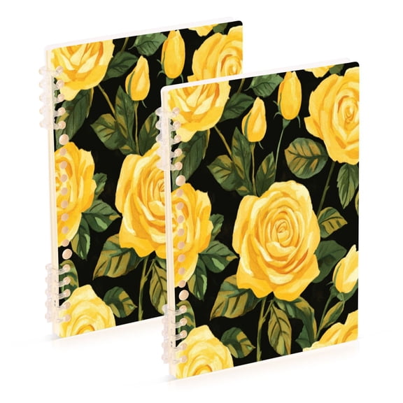 Notebook 8.3x5.7x0.4 Inch One Sizex2 Journey Note Diary Hardcover Notebook 60 Pages,80g Paper Writing Smooth and Not Easy to Break Beautiful Yellow Roses3