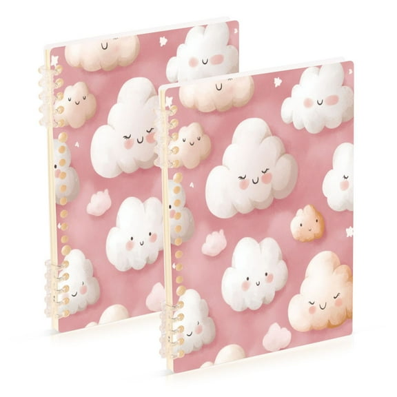 Notebook 8.3x5.7x0.4 Inch One Sizex2 Journey Note Diary Hardcover Notebook 60 Pages,80g Paper Writing Smooth and Not Easy to Break Cartoon Pink Smile Cloud