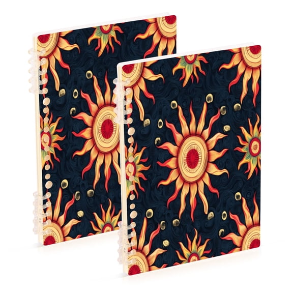 Notebook 8.3x5.7x0.4 Inch One Sizex2 Journey Note Diary Hardcover Notebook 60 Pages,80g Paper Writing Smooth and Not Easy to Break Cartoon Sun Seamless