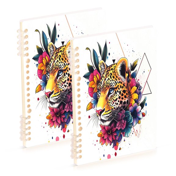 Notebook 8.3x5.7x0.4 Inch One Sizex2 Journey Note Diary Hardcover Notebook 60 Pages,80g Paper Writing Smooth and Not Easy to Break Colored Art Leopard