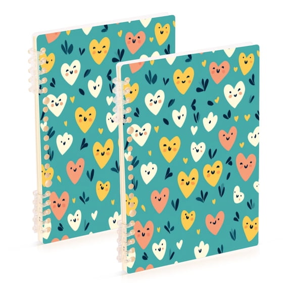 Notebook 8.3x5.7x0.4 Inch One Sizex2 Journey Note Diary Hardcover Notebook 60 Pages,80g Paper Writing Smooth and Not Easy to Break Colorful Smile Love Seamless