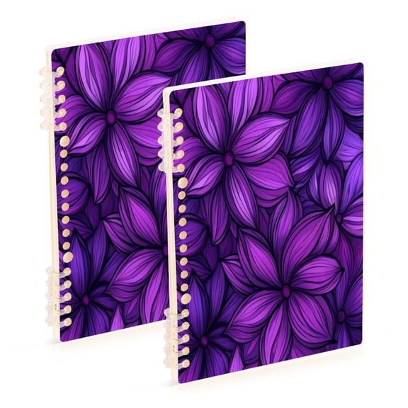 Notebook 8.3x5.7x0.4 Inch One Sizex2 Journey Note Diary Hardcover Notebook 60 Pages,80g Paper Writing Smooth and Not Easy to Break Large Purple Flower Pattern