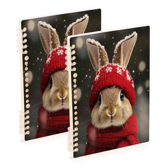 Notebook 8.3x5.7x0.4 Inch One Sizex2 Journey Note Diary Hardcover Notebook 60 Pages,80g Paper Writing Smooth and Not Easy to Break Little Red Christmas Rabbit