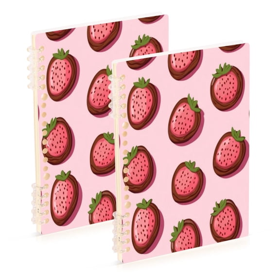 Notebook 8.3x5.7x0.4 Inch One Sizex2 Journey Note Diary Hardcover Notebook 60 Pages,80g Paper Writing Smooth and Not Easy to Break Pink Strawberry Cookies