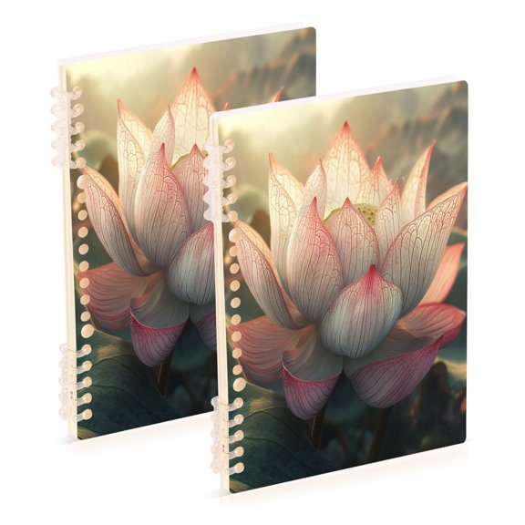 Notebook 8.3x5.7x0.4 Inch One Sizex2 Journey Note Diary Hardcover Notebook 60 Pages,80g Paper Writing Smooth and Not Easy to Break Beautiful Big Lotus