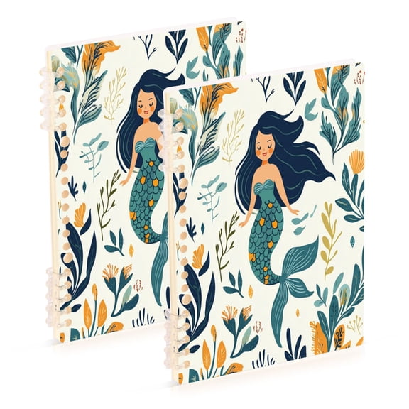 Notebook 8.3x5.7x0.4 Inch One Sizex2 Journey Note Diary Hardcover Notebook 60 Pages,80g Paper Writing Smooth and Not Easy to Break Beautiful Cartoon Mermaid