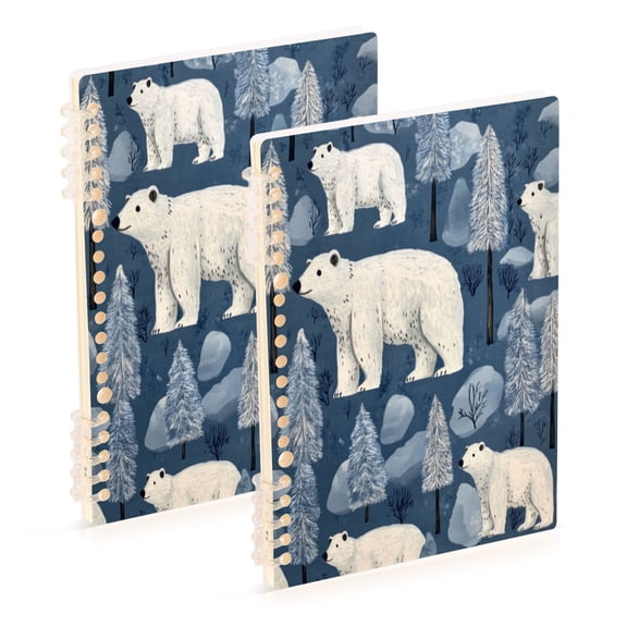 Notebook 8.3x5.7x0.4 Inch One Sizex2 Journey Note Diary Hardcover Notebook 60 Pages,80g Paper Writing Smooth and Not Easy to Break Beautiful Cartoon Polar Bear