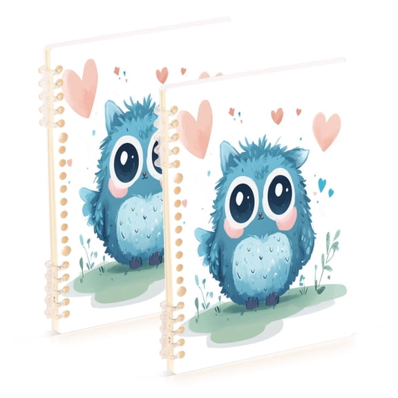 Notebook 8.3x5.7x0.4 Inch One Sizex2 Journey Note Diary Hardcover Notebook 60 Pages,80g Paper Writing Smooth and Not Easy to Break Beautiful Cute Blue Owl