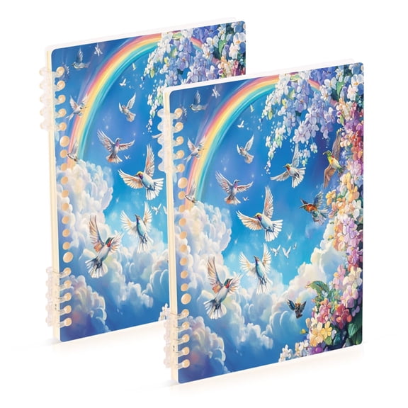 Notebook 8.3x5.7x0.4 Inch One Sizex2 Journey Note Diary Hardcover Notebook 60 Pages,80g Paper Writing Smooth and Not Easy to Break Beautiful Rainbow Dove