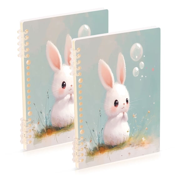 Notebook 8.3x5.7x0.4 Inch One Sizex2 Journey Note Diary Hardcover Notebook 60 Pages,80g Paper Writing Smooth and Not Easy to Break Bubble Bunny Cartoon