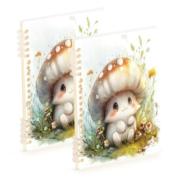 Notebook 8.3x5.7x0.4 Inch One Sizex2 Journey Note Diary Hardcover Notebook 60 Pages,80g Paper Writing Smooth and Not Easy to Break Cartoon Beautiful Brown Mushrooms