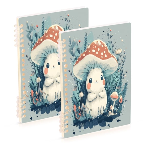 Notebook 8.3x5.7x0.4 Inch One Sizex2 Journey Note Diary Hardcover Notebook 60 Pages,80g Paper Writing Smooth and Not Easy to Break Cartoon Beautiful Mushroom
